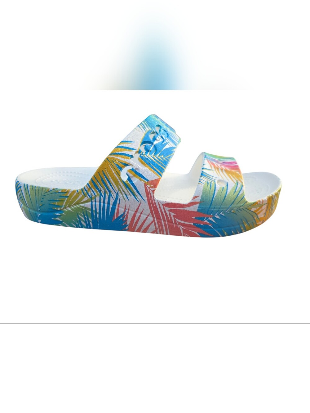 Crocs - Baya Platform Sandals with Vibrant Tropical Leaf Print NEW